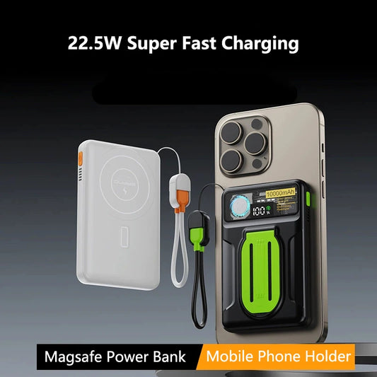 Magsafe Power Bank 20000mAh 15W Macsafe Auxiliary Battery 22.5W Super Fast Charging with Cable Cooling Fan Mobile Phone Holder